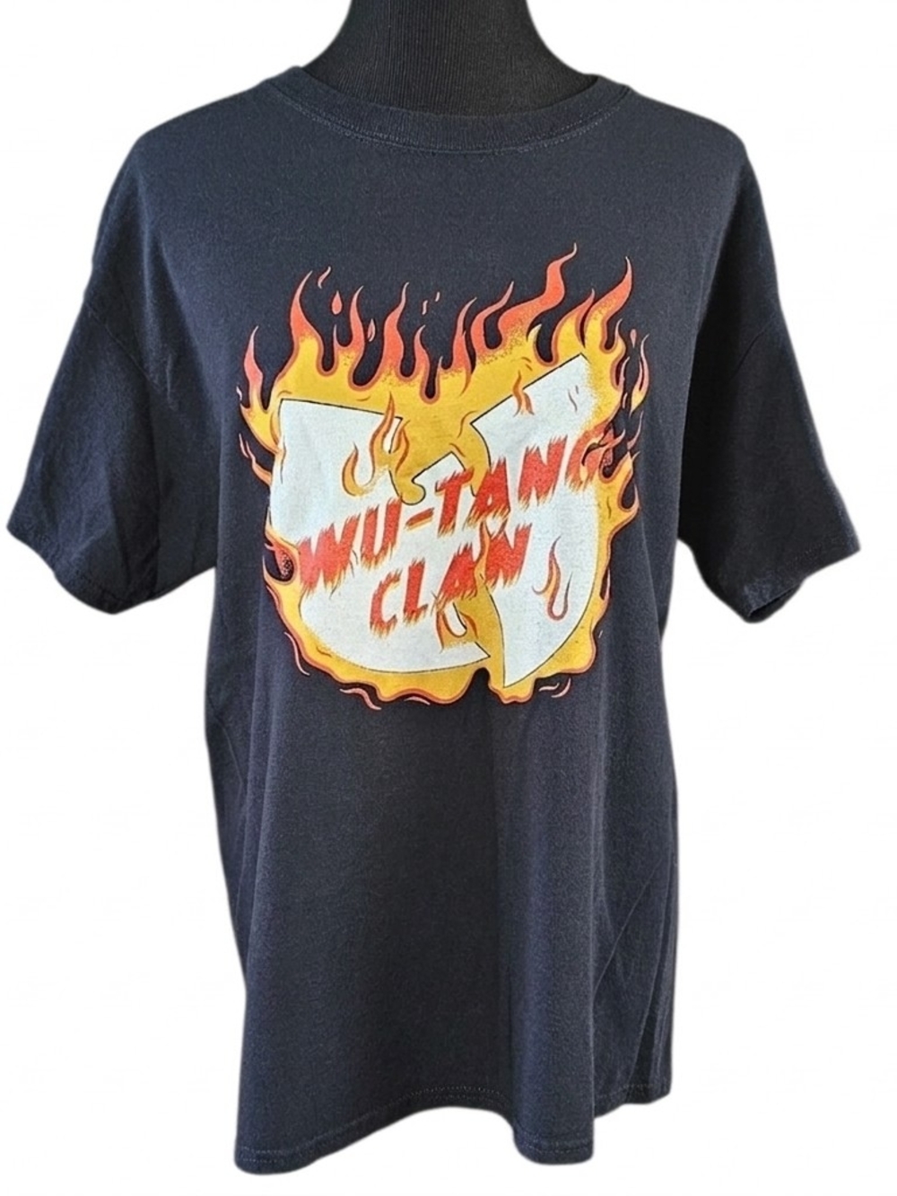 Wu-Tang Clan Flame Logo Rap Tee Black Hip Hop Streetwear Shirt Large